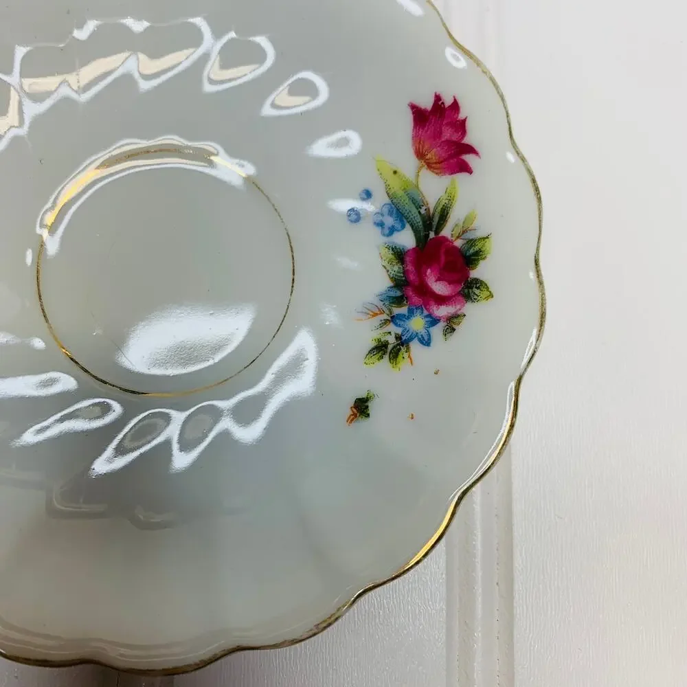 Demitasse Vintage Tea Cup Set Made in Occupied Japan Pink Roses Gold Trimmed